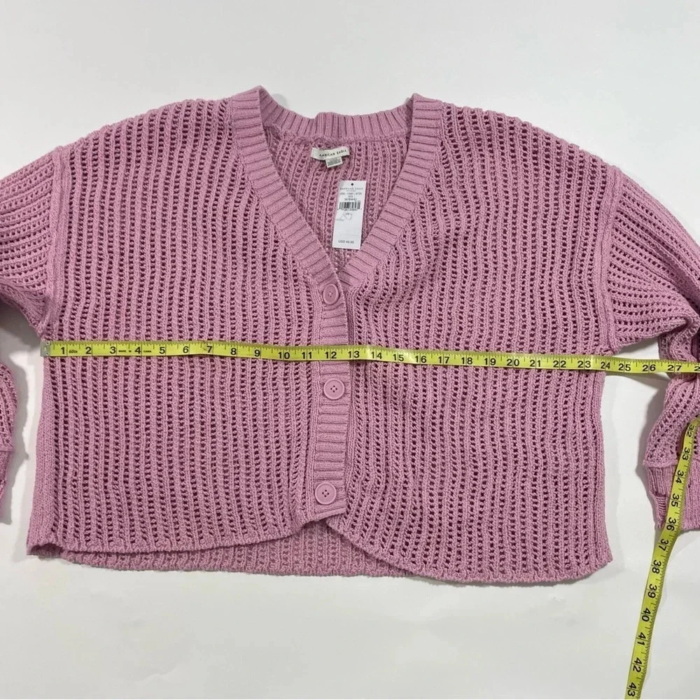 New American Eagle V Neck Cardigan Sweater Pink